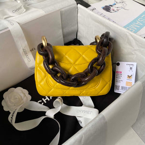 Chanel AS4165 Mini Flap Bag Lambskin Wenge Wood & Gold-Tone Metal Yellow - Default Title - View 2