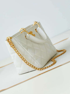 Chanel AS4188 Small Hobo Bag Shiny lambskin Gold Metal White - Default Title - View 3