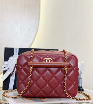 Chanel AS4198 MINI BOWLING BAG Lambskin & Wenge Wood Wine Red - Default Title - View 3