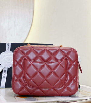 Chanel AS4198 MINI BOWLING BAG Lambskin & Wenge Wood Wine Red - Default Title - View 5