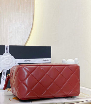 Chanel AS4198 MINI BOWLING BAG Lambskin & Wenge Wood Wine Red - Default Title - View 6