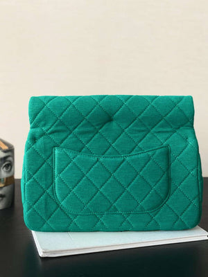 Chanel AS4199 Clutch Wool Jersey & Gold-Tone Metal Dark Green - Default Title - View 5