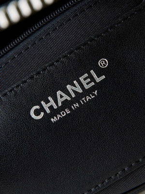 Chanel AS4222 Shopping Bag Aged Shiny Lambskin Crystal Pearls & Black Metal Black - Default Title - View 8