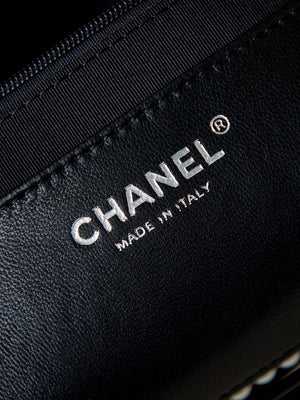 Chanel AS4223 Large Shopping Bag Aged Shiny Lambskin Crystal Pearls & Black Metal Black - Default Title - View 9