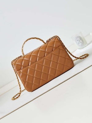 Chanel AS4232 Small Flap Bag With Top Handle Lambskin Brown - Default Title - View 4