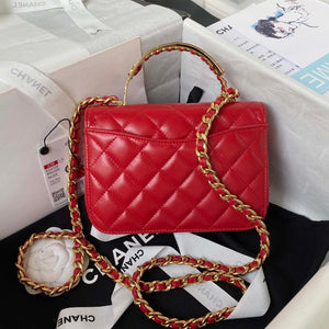 Chanel AS4306 Small Flap bag with Handle Lambskin Red - Default Title - View 2