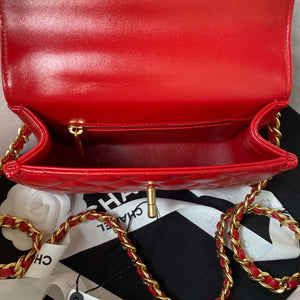 Chanel AS4306 Small Flap bag with Handle Lambskin Red - Default Title - View 6