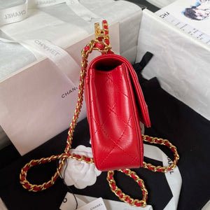 Chanel AS4306 Small Flap bag with Handle Lambskin Red - Default Title - View 9