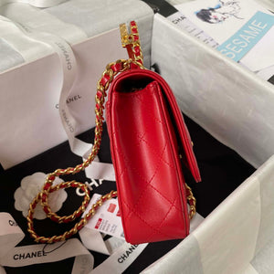 Chanel AS4307 Flap bag with Handle Lambskin Red - Default Title - View 6