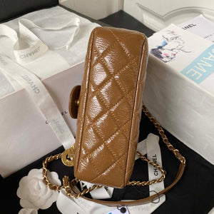 Chanel AS4323 Small Hobo Bag Shiny Crumpled Calfskin Gold Metal Caramel - Default Title - View 6