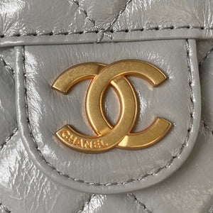 Chanel AS4323 Small Hobo Bag Shiny Crumpled Calfskin Gold Metal Gray - Default Title - View 3