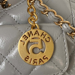 Chanel AS4323 Small Hobo Bag Shiny Crumpled Calfskin Gold Metal Gray - Default Title - View 4