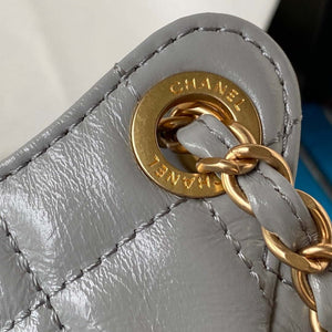 Chanel AS4323 Small Hobo Bag Shiny Crumpled Calfskin Gold Metal Gray - Default Title - View 8