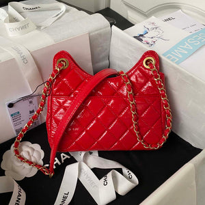 Chanel AS4323 Small Hobo Bag Shiny Crumpled Calfskin Gold Metal Red - Default Title - View 2