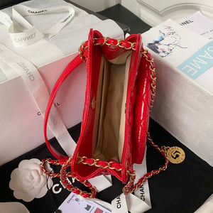 Chanel AS4323 Small Hobo Bag Shiny Crumpled Calfskin Gold Metal Red - Default Title - View 7