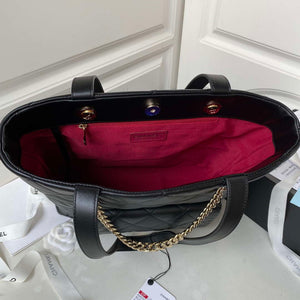 Chanel AS4359 Shopping Bag Shiny Lambskin Gold Metal Black - Default Title - View 7