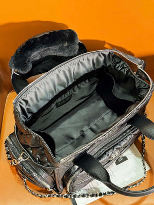 Chanel AS4364 Large Bowling Bag Nylon & Silver-Tone Metal Black - Default Title - View 5