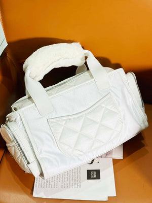 Chanel AS4364 Large Bowling Bag Nylon & Silver-Tone Metal White - Default Title - View 2