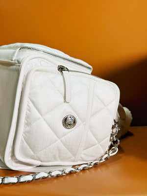 Chanel AS4364 Large Bowling Bag Nylon & Silver-Tone Metal White - Default Title - View 3