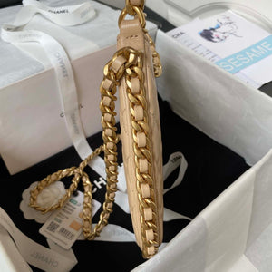 Chanel AS4368 Large HOBO Bag Shiny Crumpled Lambskin & Gold-Tone Metal Apricot - Default Title - View 5