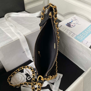 Chanel AS4368 Large HOBO Bag Shiny Crumpled Lambskin & Gold-Tone Metal Black - Default Title - View 7