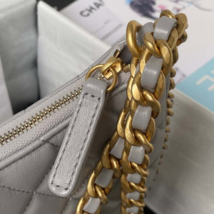 Chanel AS4368 Large HOBO Bag Shiny Crumpled Lambskin & Gold-Tone Metal Gray - Default Title - View 4