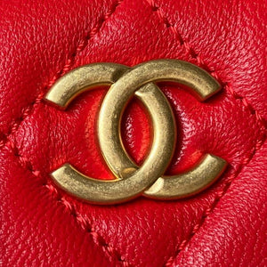 Chanel AS4368 Large HOBO Bag Shiny Crumpled Lambskin & Gold-Tone Metal Red - Default Title - View 3