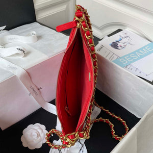 Chanel AS4368 Large HOBO Bag Shiny Crumpled Lambskin & Gold-Tone Metal Red - Default Title - View 7