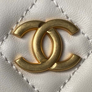 Chanel AS4368 Large HOBO Bag Shiny Crumpled Lambskin & Gold-Tone Metal White - Default Title - View 3