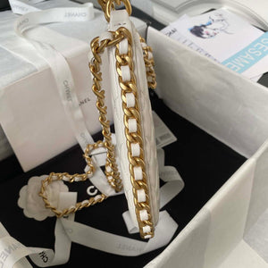 Chanel AS4368 Large HOBO Bag Shiny Crumpled Lambskin & Gold-Tone Metal White - Default Title - View 6