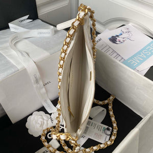 Chanel AS4368 Large HOBO Bag Shiny Crumpled Lambskin & Gold-Tone Metal White - Default Title - View 7