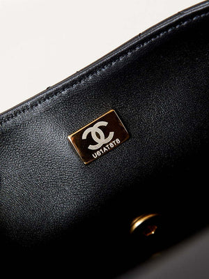 Chanel AS4384 Mini Flap Bag Pearly Lambskin Imitation Pearls & Gold-Tone Metal Black - Default Title - View 9