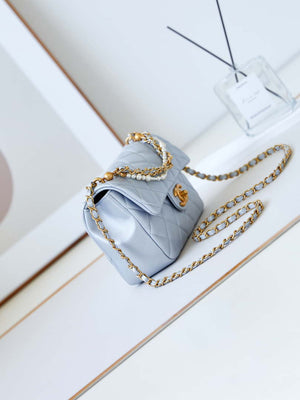 Chanel AS4384 Mini Flap Bag Pearly Lambskin Imitation Pearls & Gold-Tone Metal Blue - Default Title - View 3