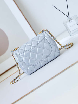 Chanel AS4384 Mini Flap Bag Pearly Lambskin Imitation Pearls & Gold-Tone Metal Blue - Default Title - View 5