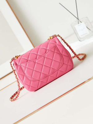 Chanel AS4384 Mini Flap Bag Pearly Lambskin Imitation Pearls & Gold-Tone Metal Hot Pink - Default Title - View 6