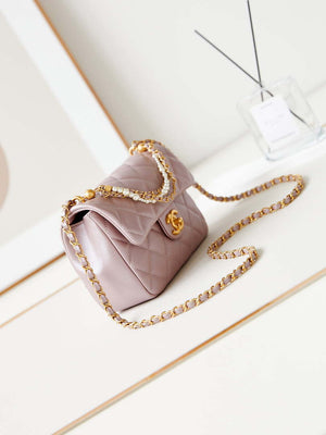 Chanel AS4384 Mini Flap Bag Pearly Lambskin Imitation Pearls & Gold-Tone Metal Pink - Default Title - View 2