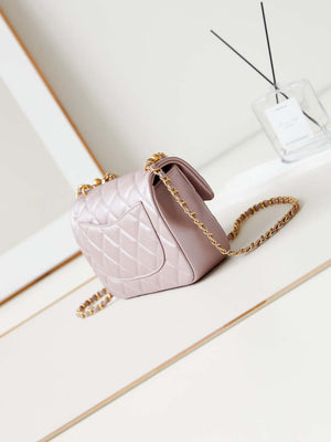 Chanel AS4384 Mini Flap Bag Pearly Lambskin Imitation Pearls & Gold-Tone Metal Pink - Default Title - View 3
