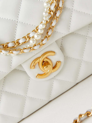 Chanel AS4384 Mini Flap Bag Pearly Lambskin Imitation Pearls & Gold-Tone Metal White - Default Title - View 2