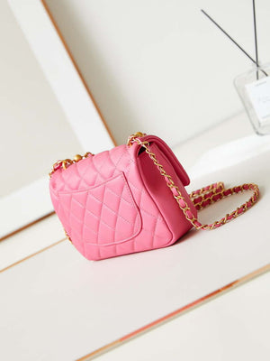 Chanel AS4385 Mini Flap Bag Pearly Lambskin Imitation Pearls & Gold-Tone Metal Hot Pink - Default Title - View 4