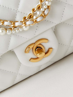 Chanel AS4385 Mini Flap Bag Pearly Lambskin Imitation Pearls & Gold-Tone Metal White - Default Title - View 2