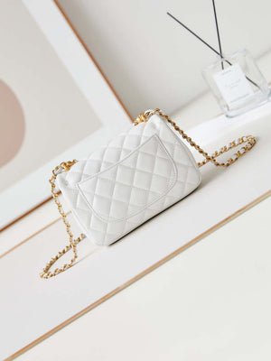 Chanel AS4385 Mini Flap Bag Pearly Lambskin Imitation Pearls & Gold-Tone Metal White - Default Title - View 5