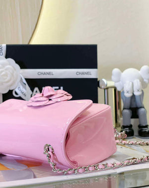 Chanel AS4388 Small Flap Bag Patent Calfskin & Gold Metal Pink - Default Title - View 6
