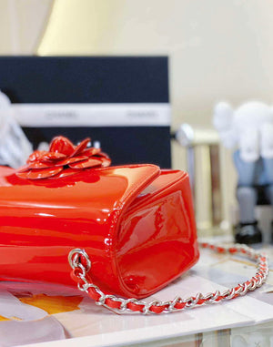 Chanel AS4388 Small Flap Bag Patent Calfskin & Gold Metal Red - Default Title - View 6