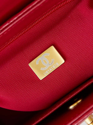 Chanel AS4416 Mini Shopping Bag shiny aged Calfskin Gold tone metal Red - Default Title - View 9