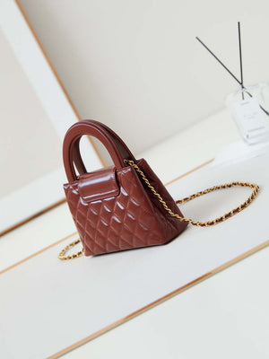 Chanel AS4416 Mini Shopping Bag shiny aged Calfskin Gold tone metal Brown - Default Title - View 4