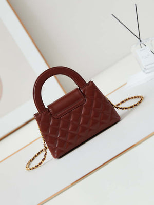 Chanel AS4416 Mini Shopping Bag shiny aged Calfskin Gold tone metal Brown - Default Title - View 5