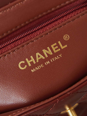 Chanel AS4416 Mini Shopping Bag shiny aged Calfskin Gold tone metal Brown - Default Title - View 9