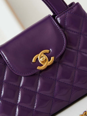 Chanel AS4416 Mini Shopping Bag shiny aged Calfskin Gold tone metal Dark Purple - Default Title - View 2