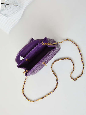 Chanel AS4416 Mini Shopping Bag shiny aged Calfskin Gold tone metal Dark Purple - Default Title - View 6