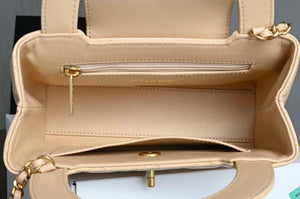 Chanel AS4416 Mini Shopping Bag shiny aged Calfskin gold tone metal Apricot - Default Title - View 9